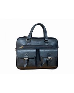 Jeep leather laptop topload bag with pockets -Black