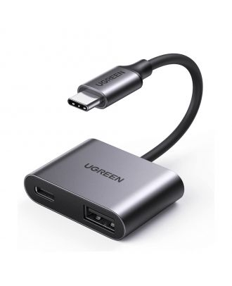  [6957303861651] UGREEN 2-IN-1 USB-C TO  HEADPHONE & CHARGER ADAPTER Grey